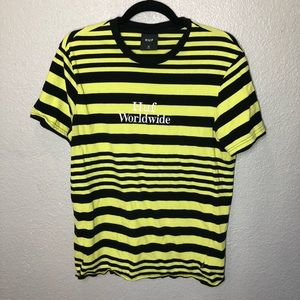 HUF Neon Yellow & Black Striped Shirt